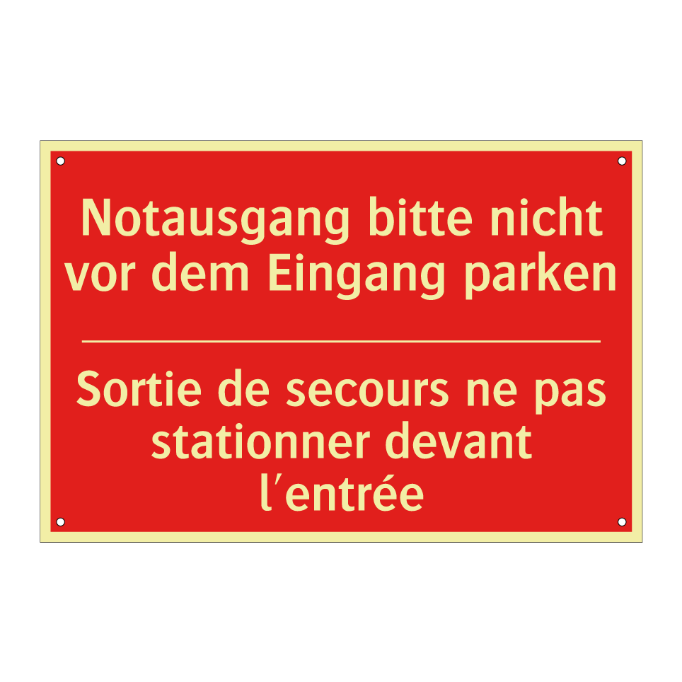 Notausgang bitte nicht vor dem  /.../ - Sortie de secours ne pas stationner  /.../