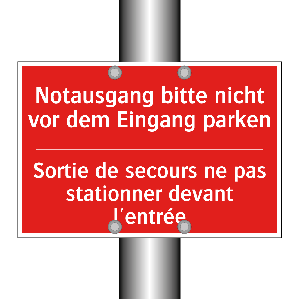 Notausgang bitte nicht vor dem  /.../ - Sortie de secours ne pas stationner  /.../