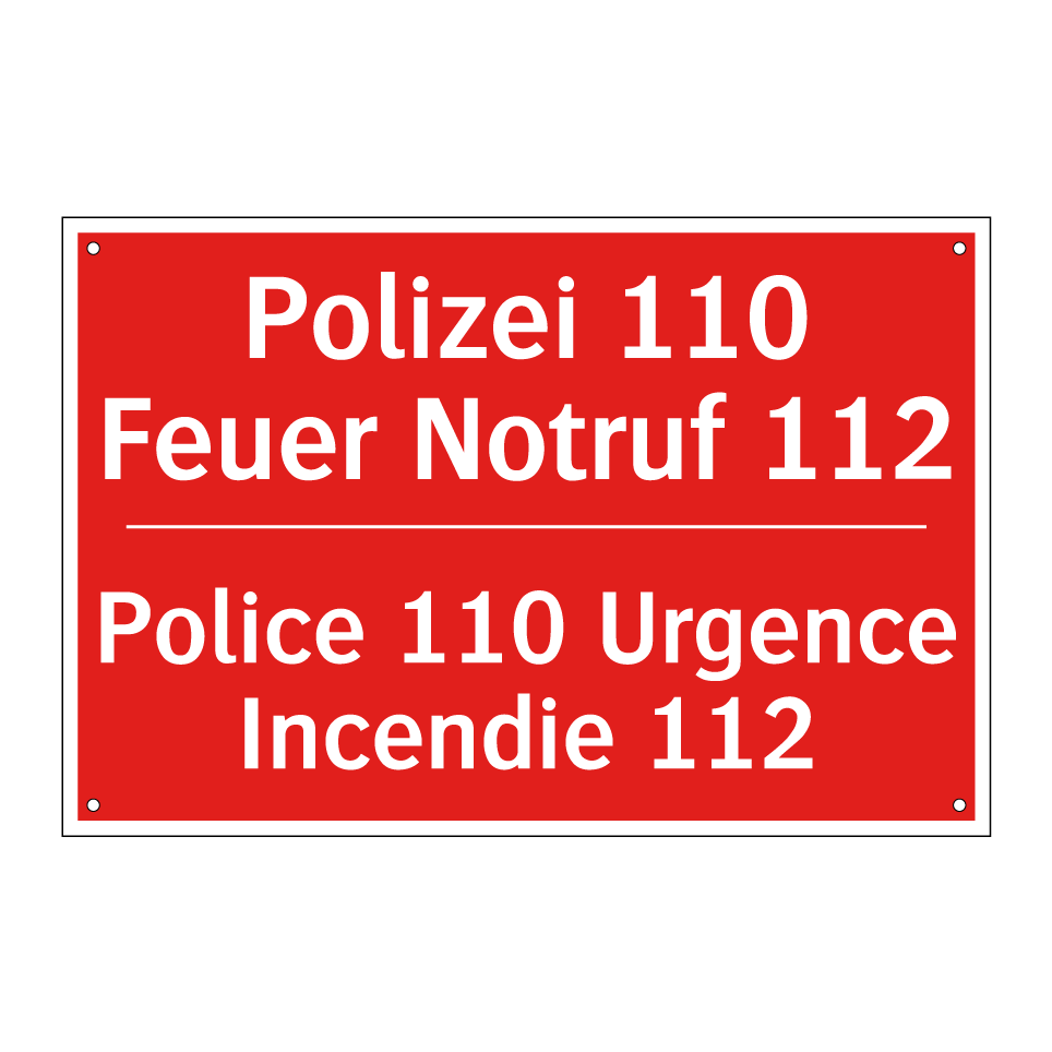 Polizei 110 Feuer Notruf 112 - Police 110 Urgence Incendie 112 /.../