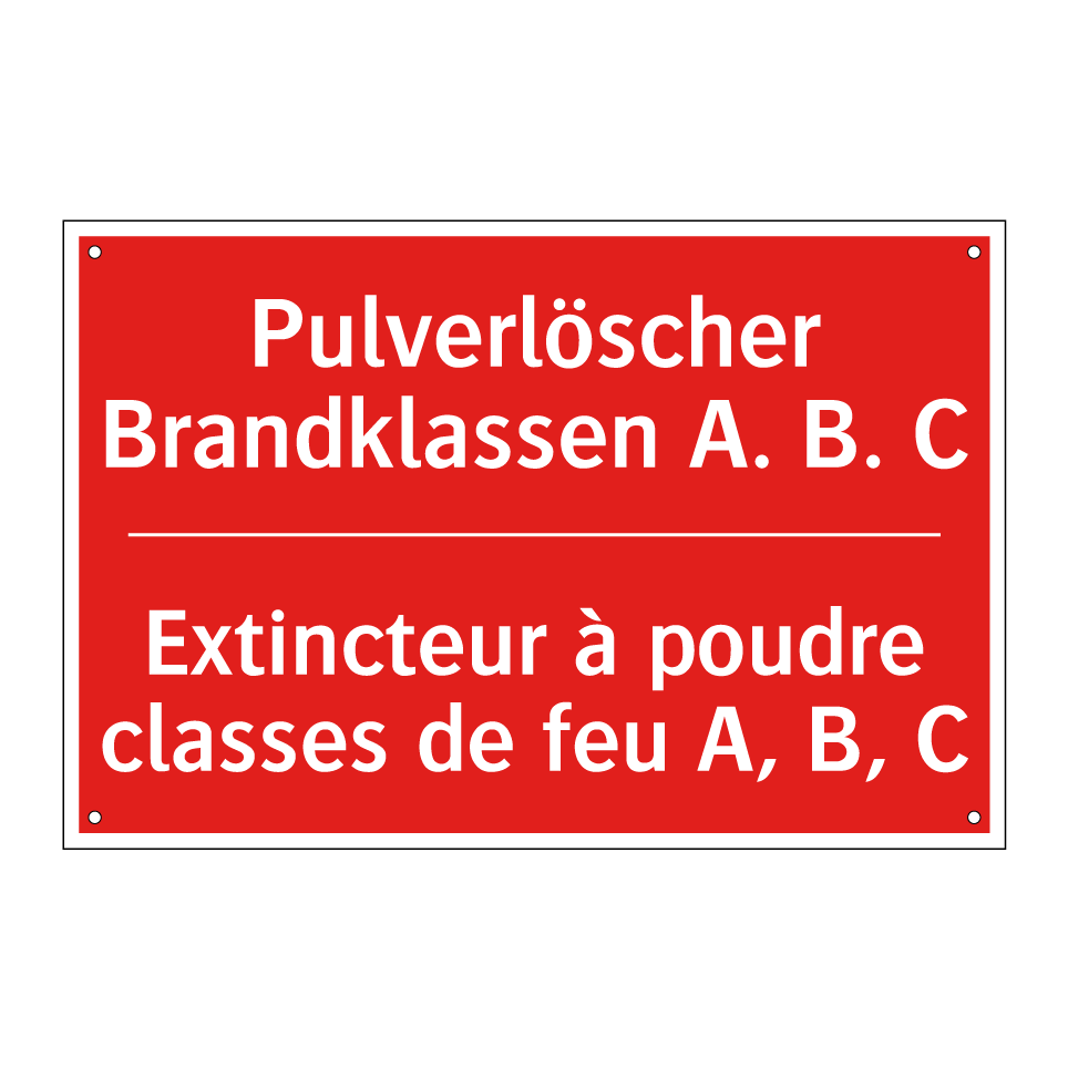 Pulverlöscher Brandklassen A.  /.../ - Extincteur à poudre classes de  /.../