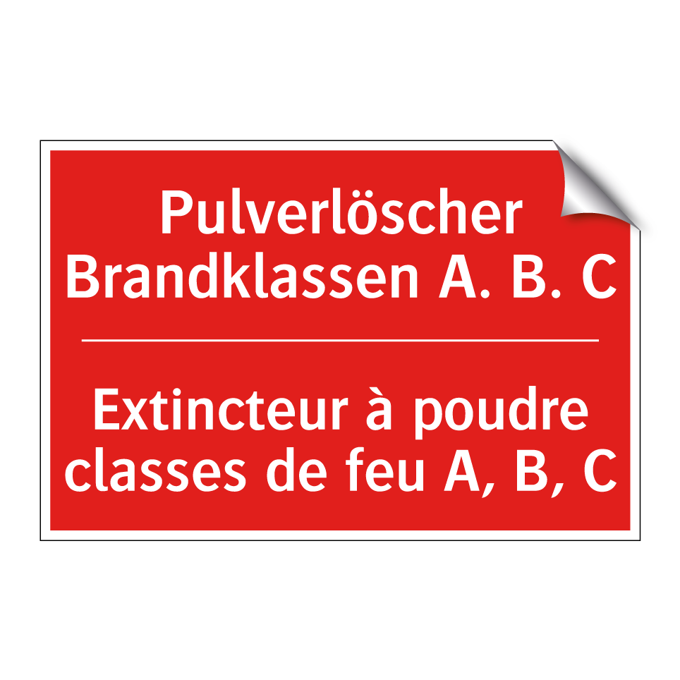 Pulverlöscher Brandklassen A.  /.../ - Extincteur à poudre classes de  /.../