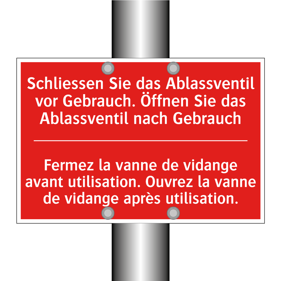 Schließen Sie das Ablassventil  /.../ - Fermez la vanne de vidange avant  /.../