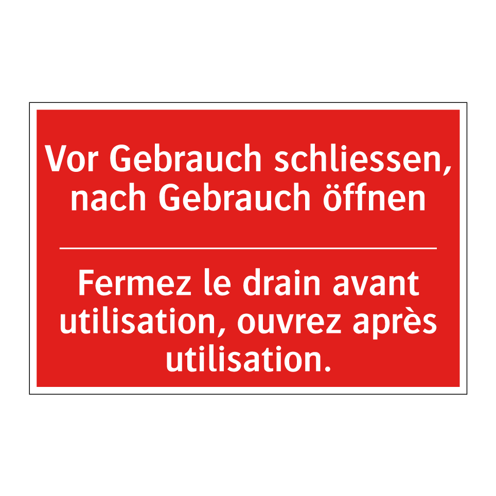 Vor Gebrauch schließen, nach Gebrauch  /.../ - Fermez le drain avant utilisation,  /.../