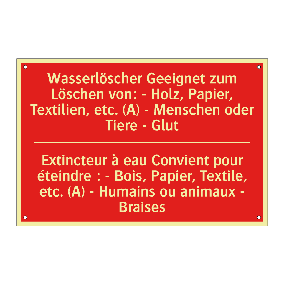 Wasserlöscher Geeignet zum Löschen  /.../ - Extincteur à eau Convient pour  /.../