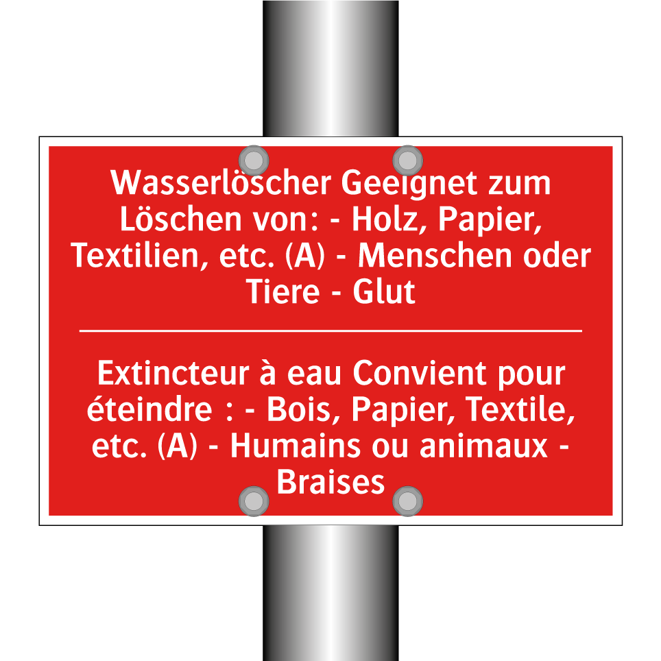 Wasserlöscher Geeignet zum Löschen  /.../ - Extincteur à eau Convient pour  /.../