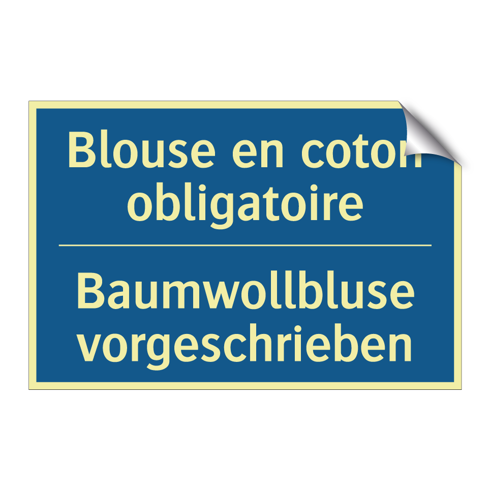 Baumwollbluse vorgeschrieben - Blouse en coton obligatoire