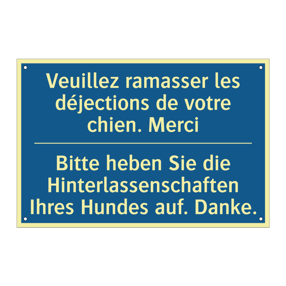 Bitte heben Sie die Hinterlassenschaften  /.../ - Veuillez ramasser les déjections  /.../