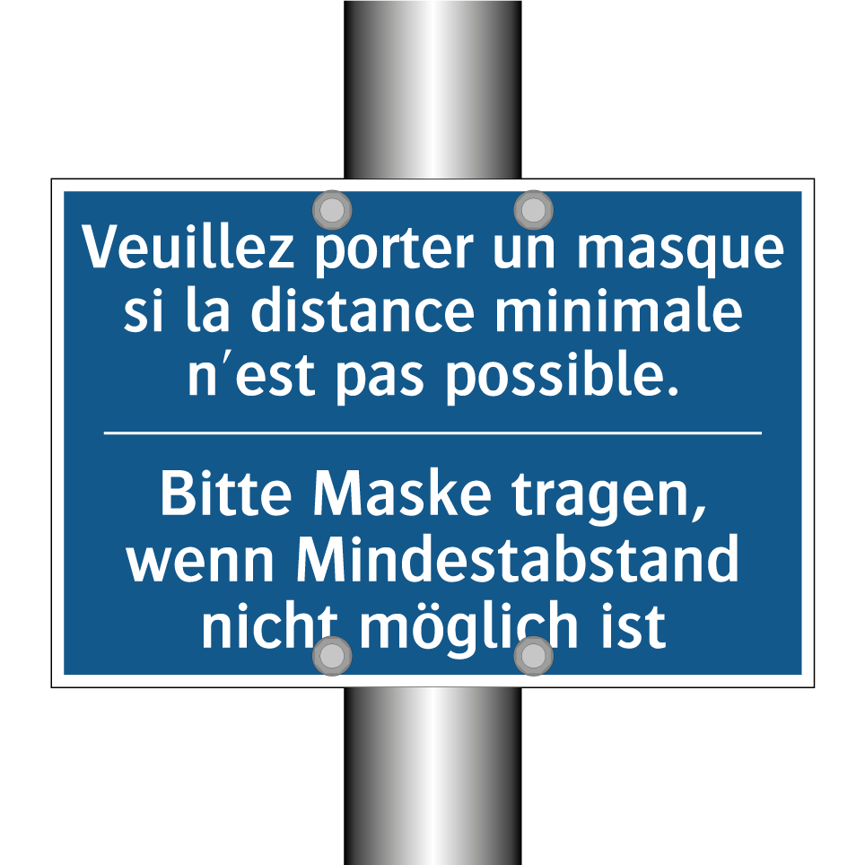 Bitte Maske tragen, wenn Mindestabstand  /.../ - Veuillez porter un masque si la  /.../