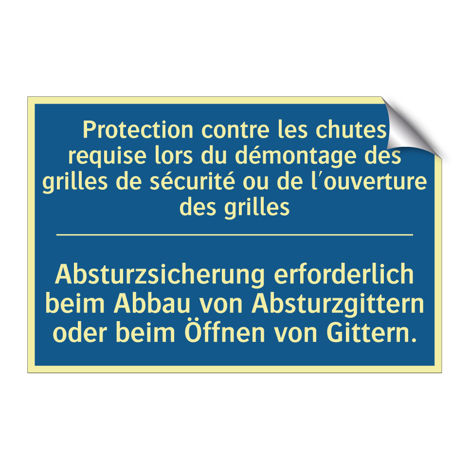 Absturzsicherung erforderlich  /.../ - Protection contre les chutes requise  /.../