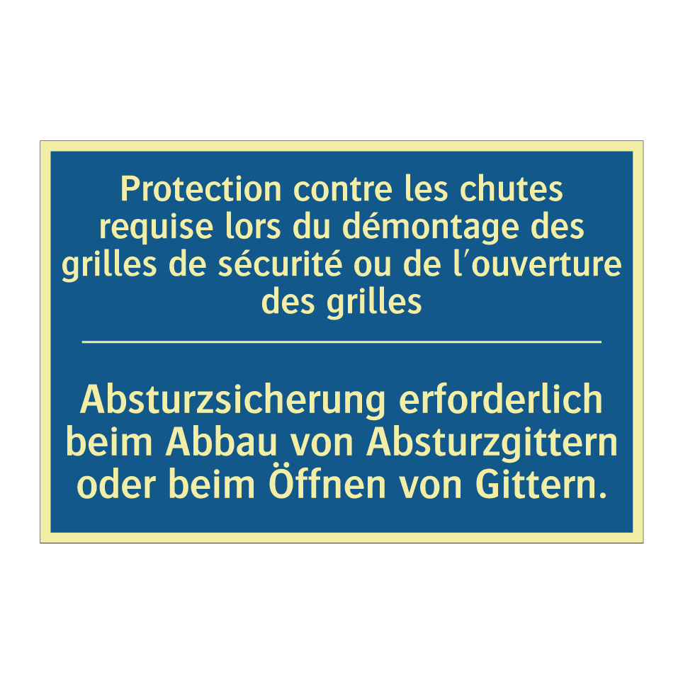 Absturzsicherung erforderlich  /.../ - Protection contre les chutes requise  /.../
