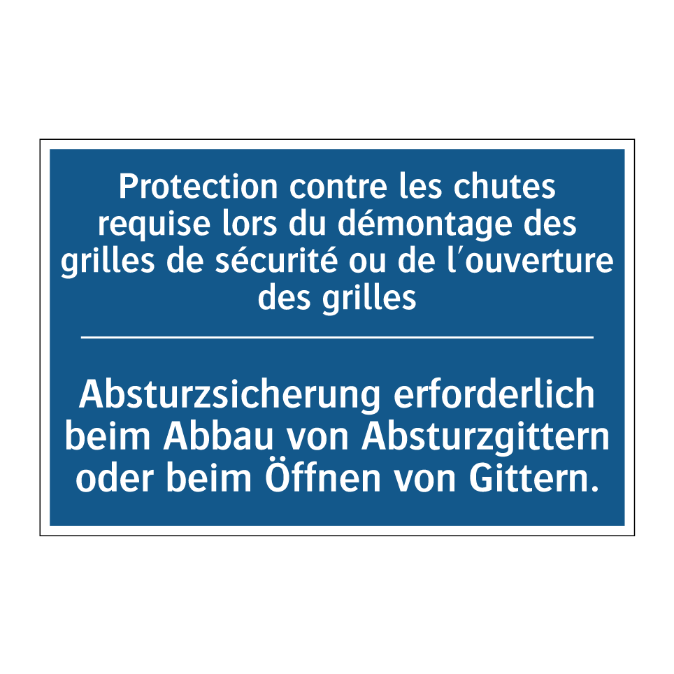 Absturzsicherung erforderlich  /.../ - Protection contre les chutes requise  /.../