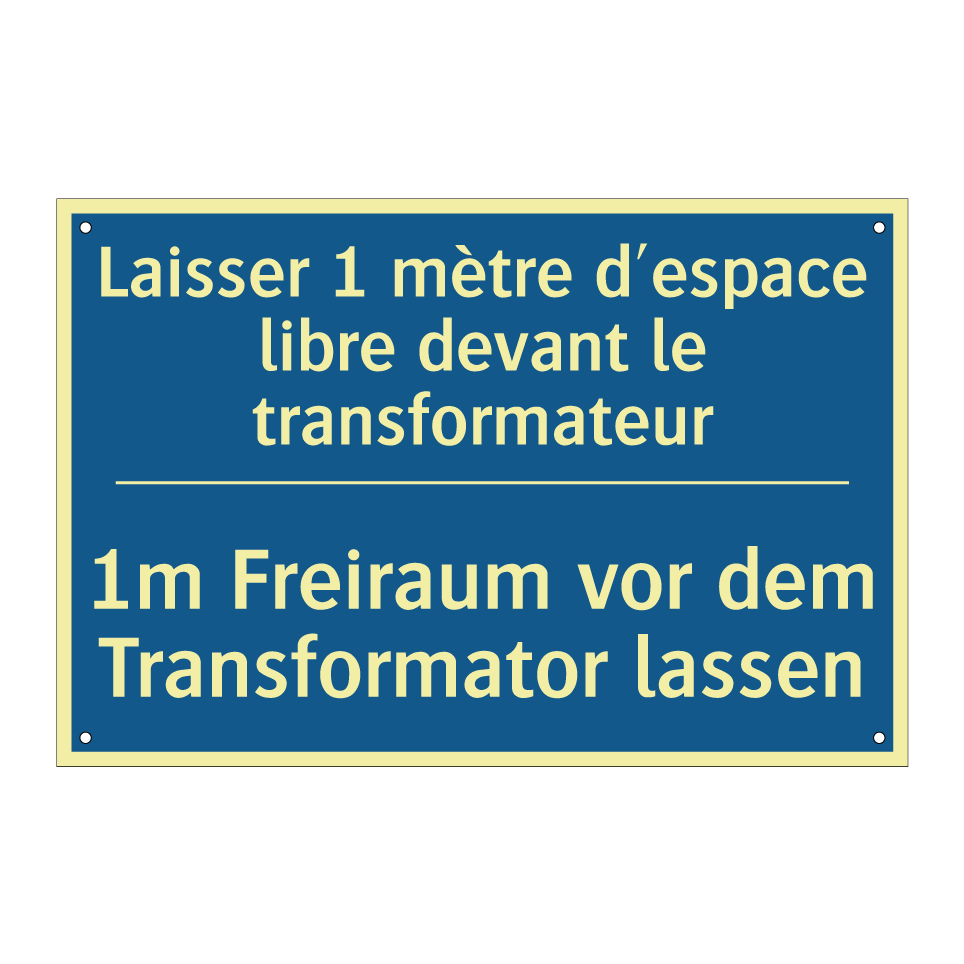 1m Freiraum vor dem Transformator  /.../ - Laisser 1 mètre d'espace libre  /.../