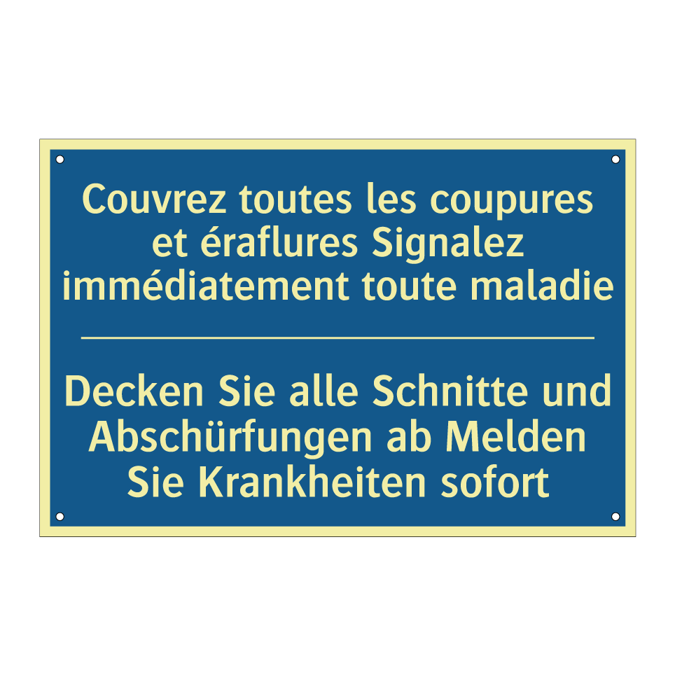 Decken Sie alle Schnitte und Abschürfungen  /.../ - Couvrez toutes les coupures et  /.../