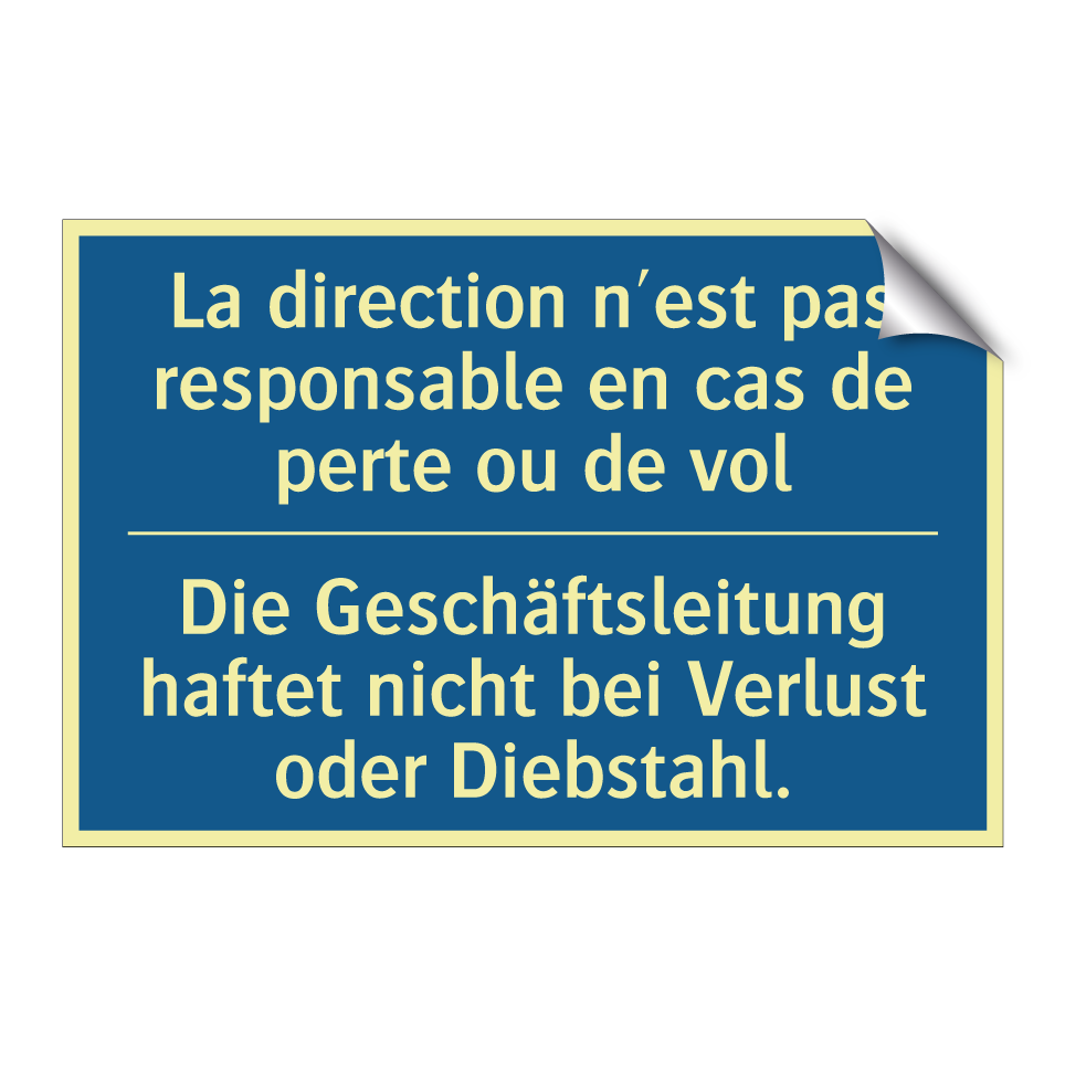 Die Geschäftsleitung haftet nicht  /.../ - La direction n'est pas responsable  /.../