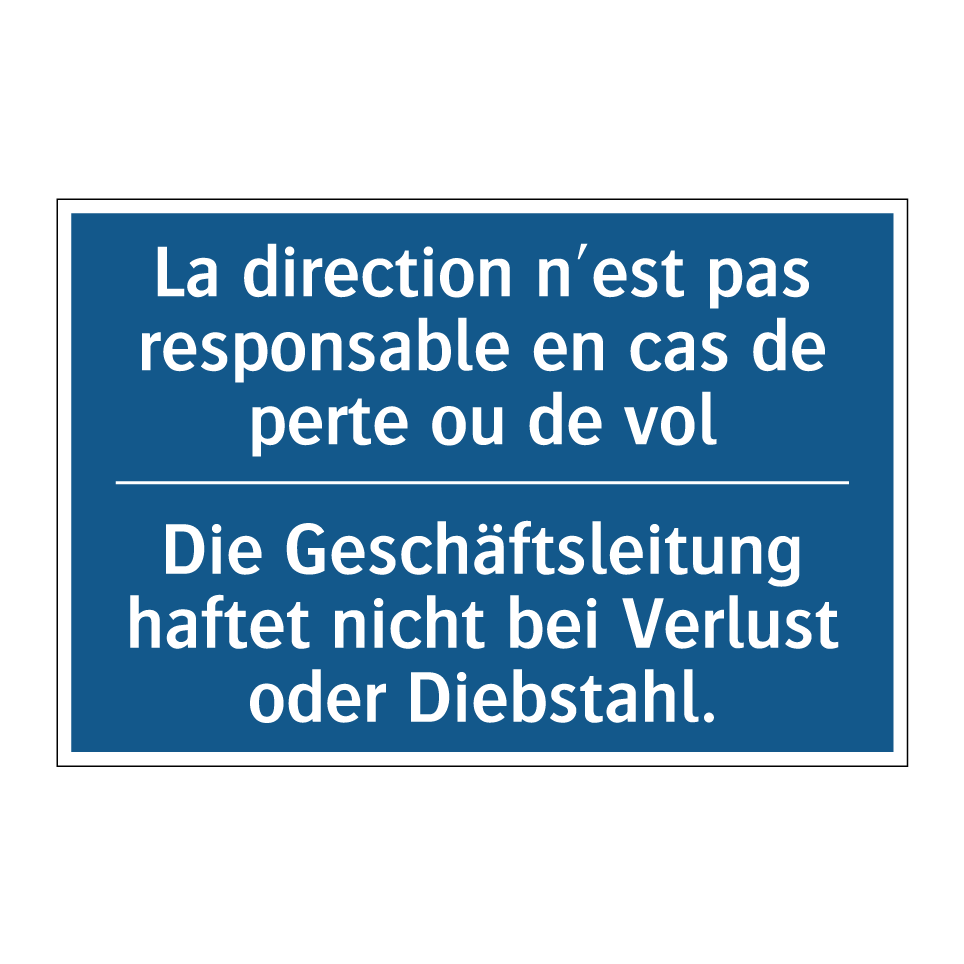 Die Geschäftsleitung haftet nicht  /.../ - La direction n'est pas responsable  /.../