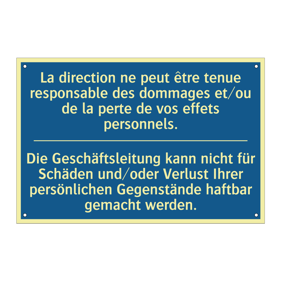 Die Geschäftsleitung kann nicht  /.../ - La direction ne peut être tenue  /.../
