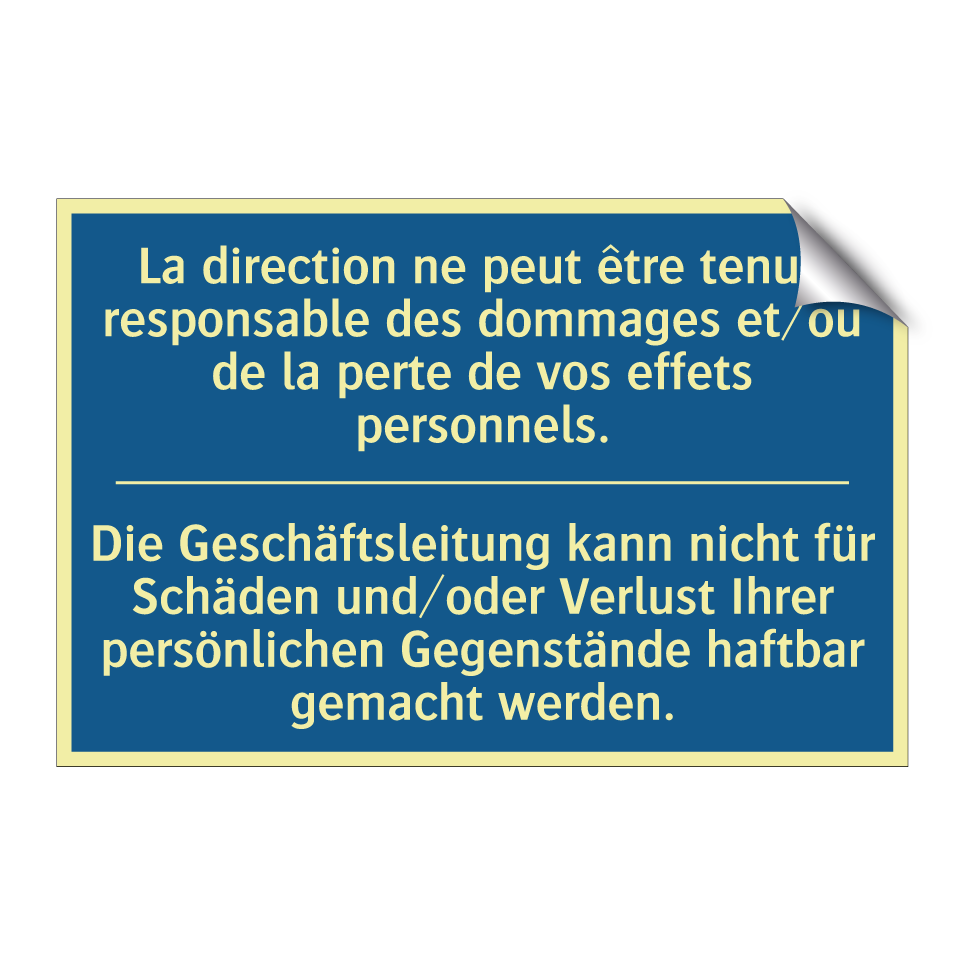 Die Geschäftsleitung kann nicht  /.../ - La direction ne peut être tenue  /.../