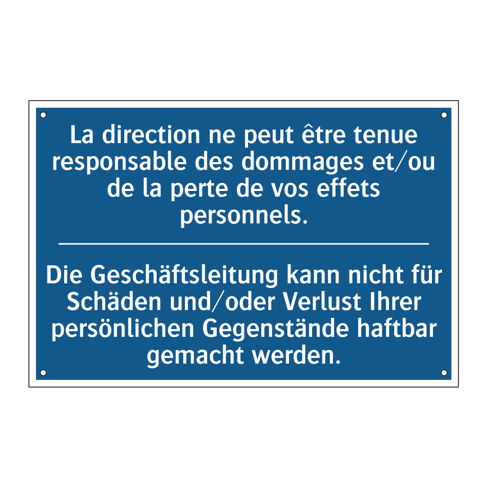 Die Geschäftsleitung kann nicht  /.../ - La direction ne peut être tenue  /.../