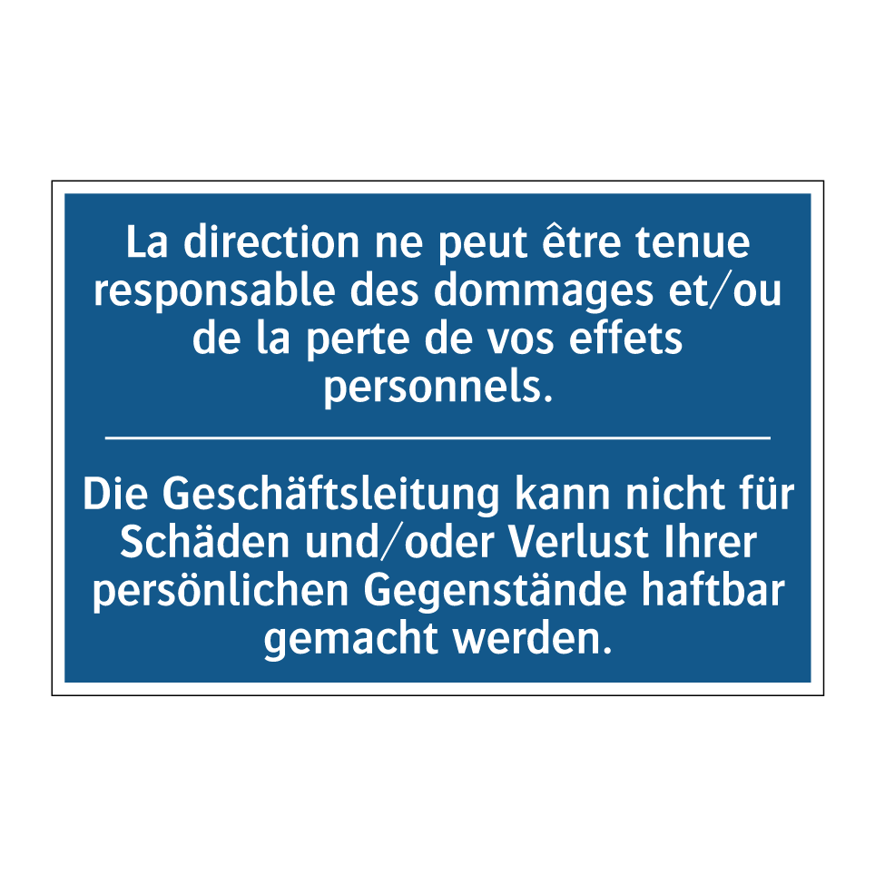 Die Geschäftsleitung kann nicht  /.../ - La direction ne peut être tenue  /.../