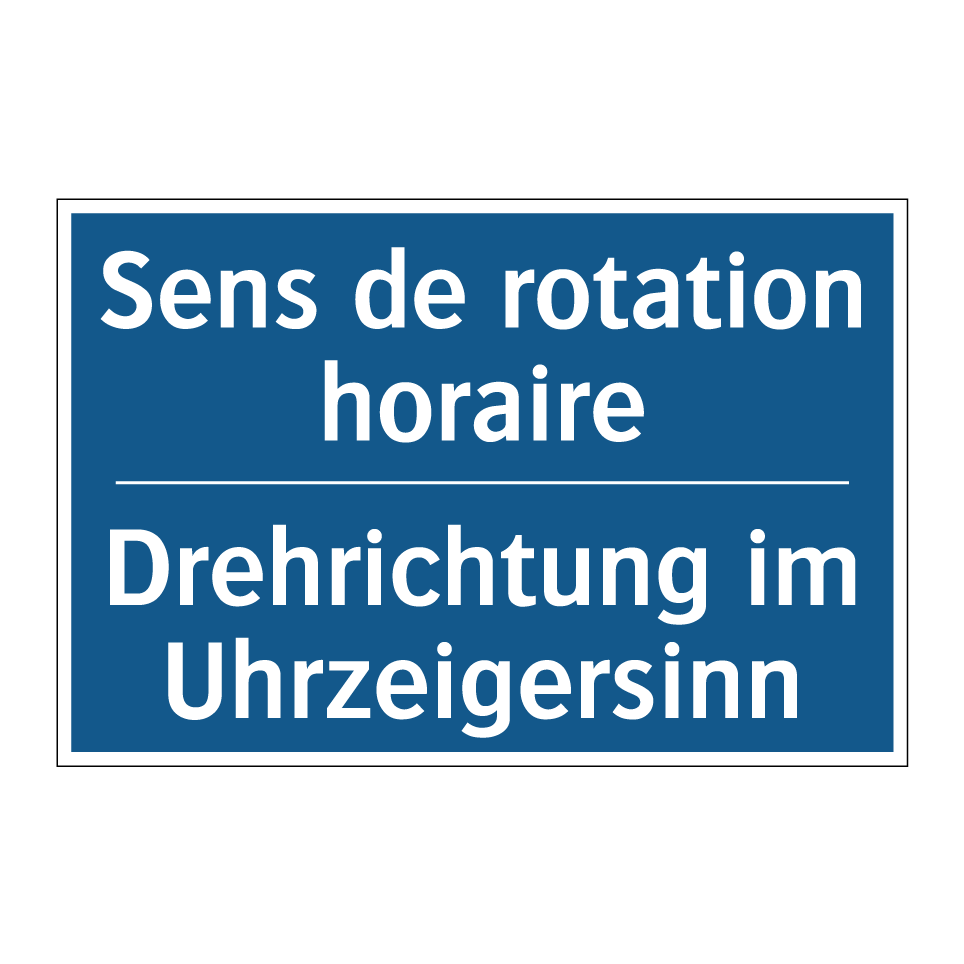 Drehrichtung im Uhrzeigersinn - Sens de rotation horaire