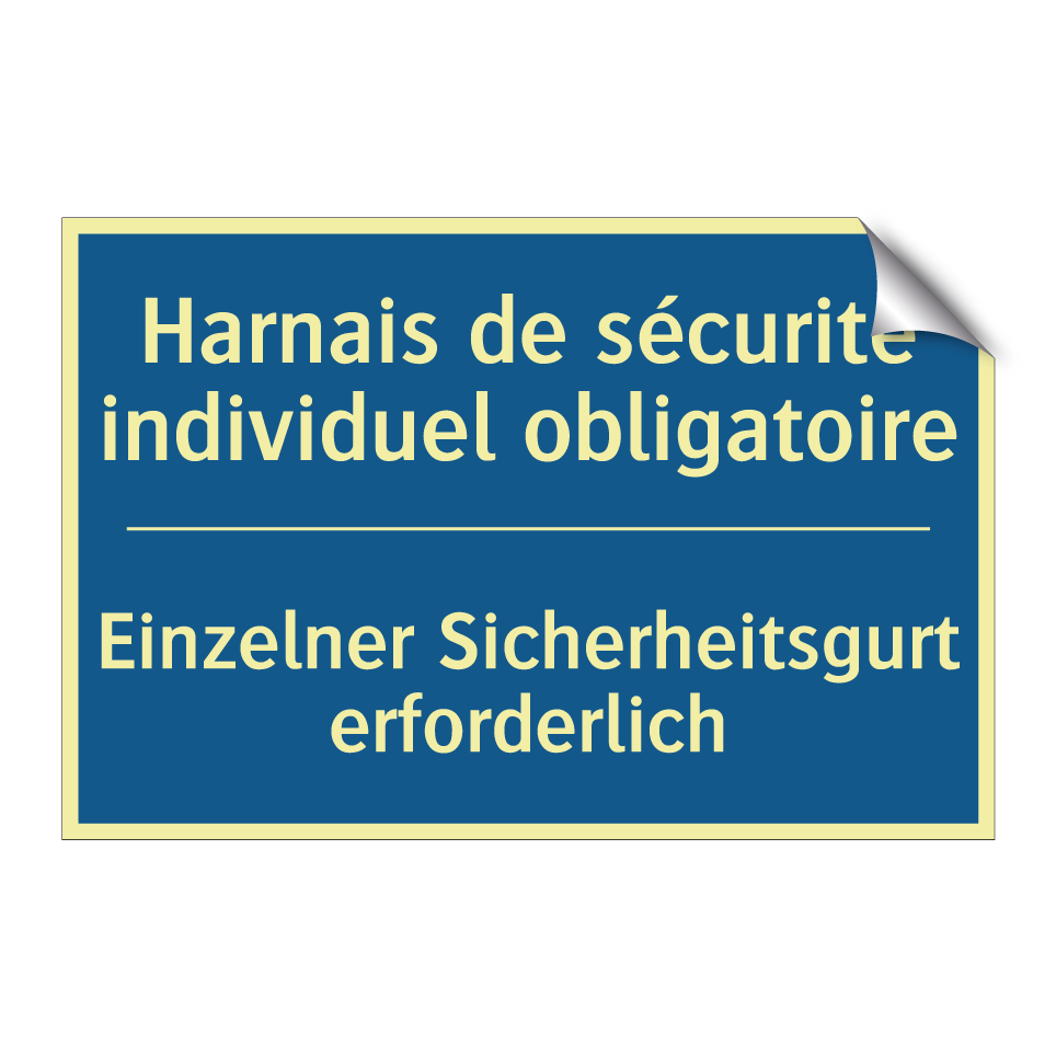 Einzelner Sicherheitsgurt erforderlich /.../ - Harnais de sécurité individuel  /.../