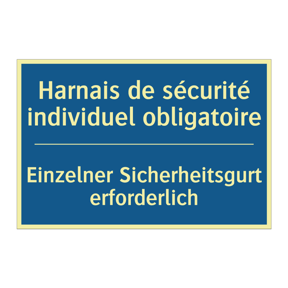 Einzelner Sicherheitsgurt erforderlich /.../ - Harnais de sécurité individuel  /.../
