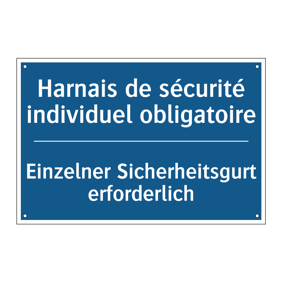 Einzelner Sicherheitsgurt erforderlich /.../ - Harnais de sécurité individuel  /.../