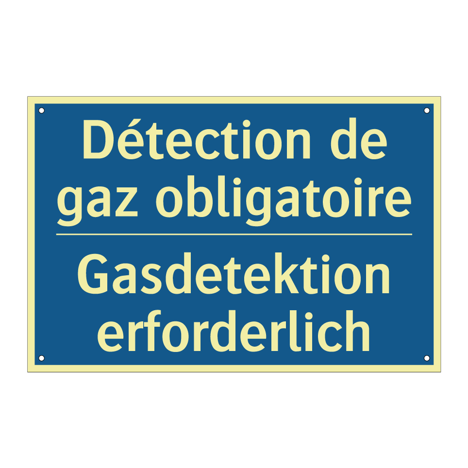 Gasdetektion erforderlich - Détection de gaz obligatoire