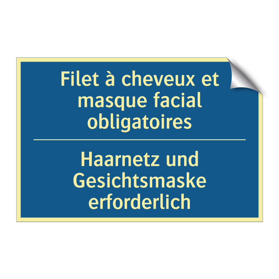 Haarnetz und Gesichtsmaske erforderlich /.../ - Filet à cheveux et masque facial  /.../