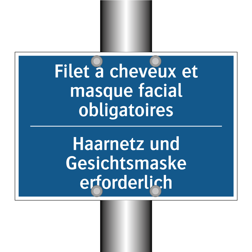 Haarnetz und Gesichtsmaske erforderlich /.../ - Filet à cheveux et masque facial  /.../