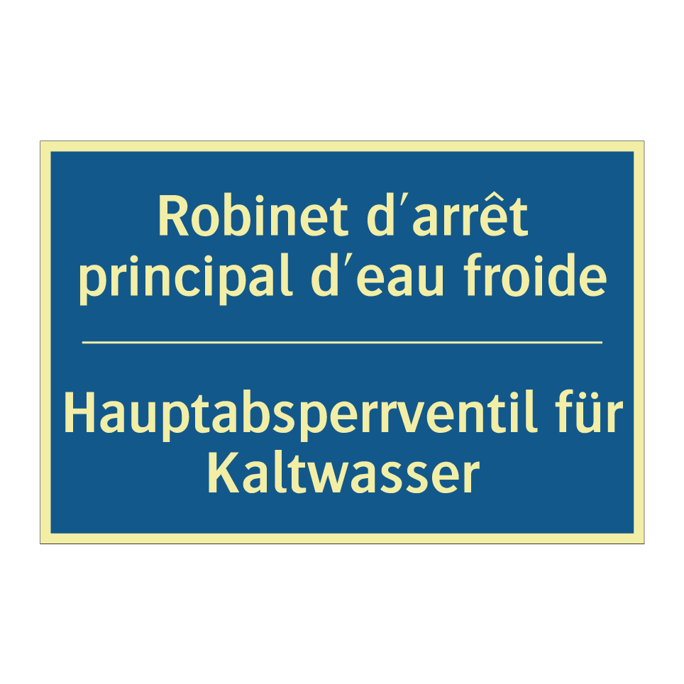 Hauptabsperrventil für Kaltwasser /.../ - Robinet d'arrêt principal d'eau  /.../