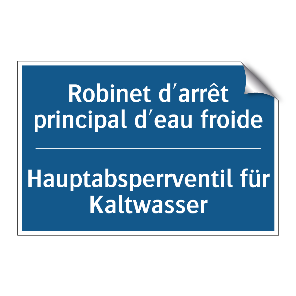 Hauptabsperrventil für Kaltwasser /.../ - Robinet d'arrêt principal d'eau  /.../