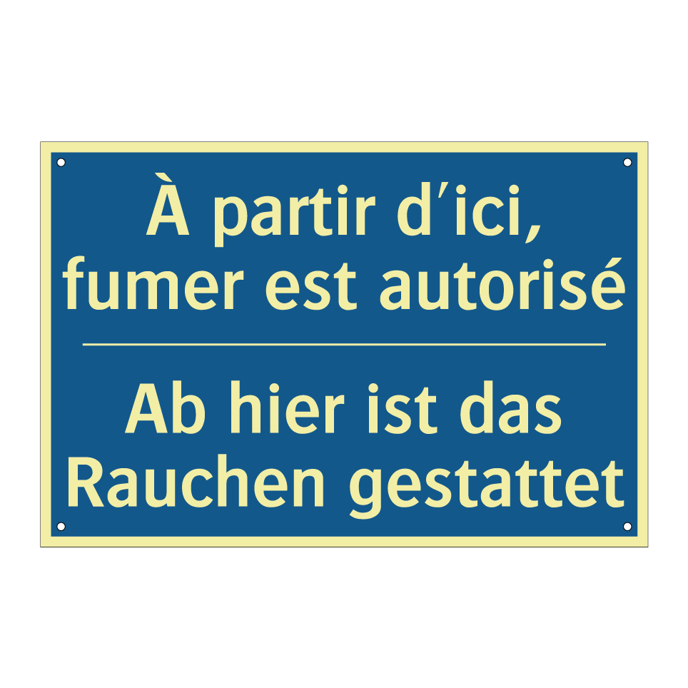 Ab hier ist das Rauchen gestattet /.../ - À partir d'ici, fumer est autorisé /.../