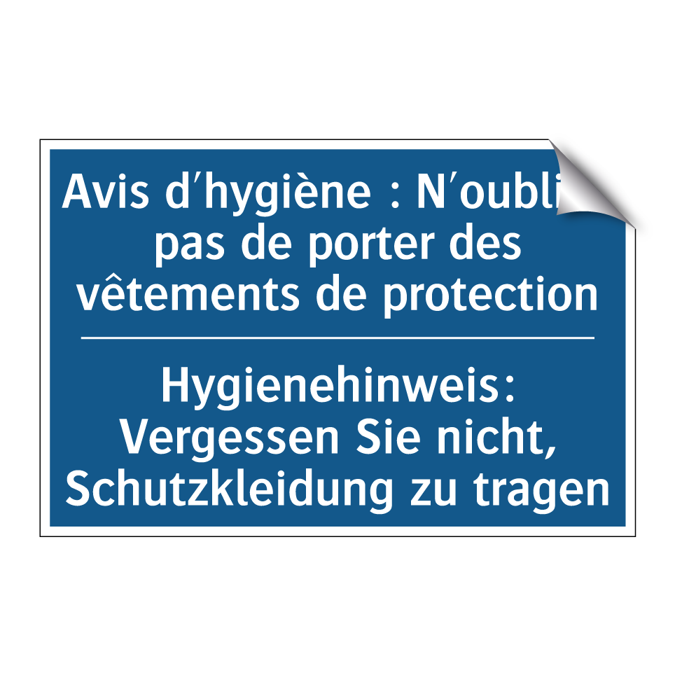 Hygienehinweis: Vergessen Sie  /.../ - Avis d'hygiène : N'oubliez pas  /.../