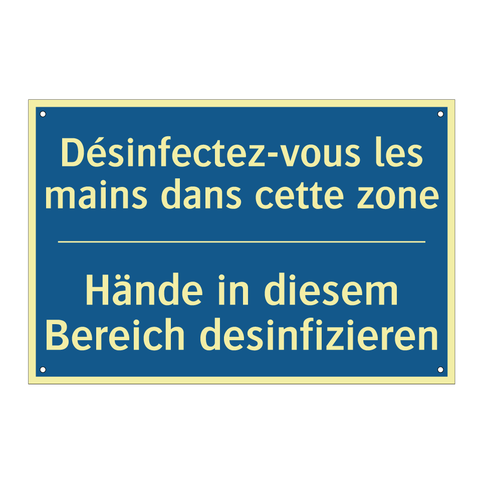 Hände in diesem Bereich desinfizieren /.../ - Désinfectez-vous les mains dans  /.../