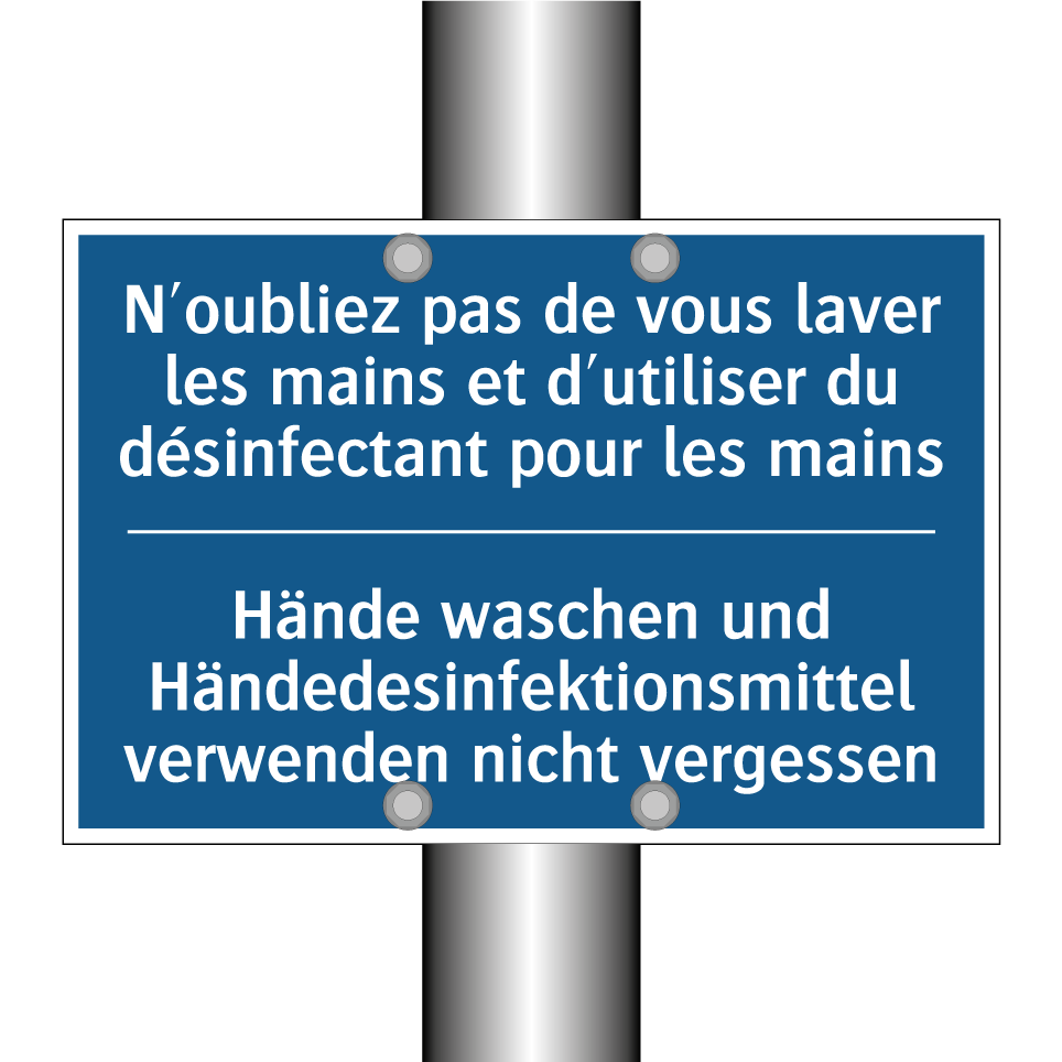Hände waschen und Händedesinfektionsmittel  /.../ - N'oubliez pas de vous laver les  /.../