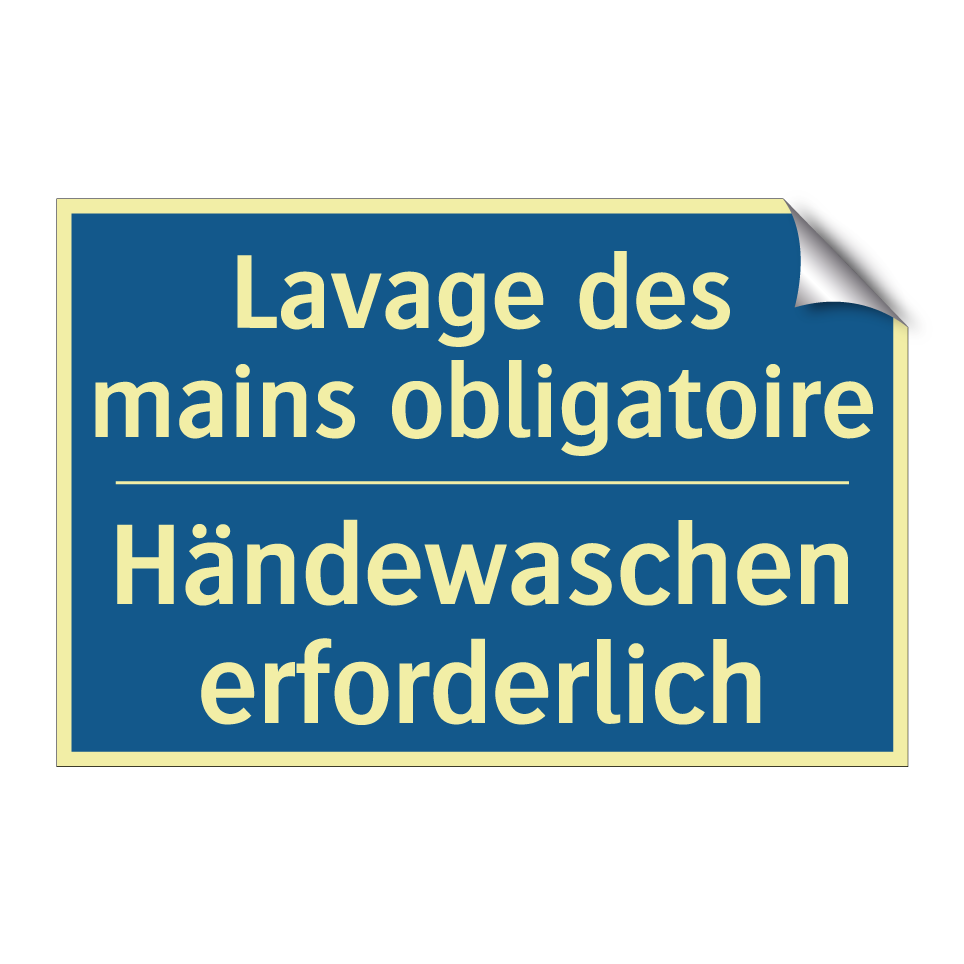 Händewaschen erforderlich - Lavage des mains obligatoire