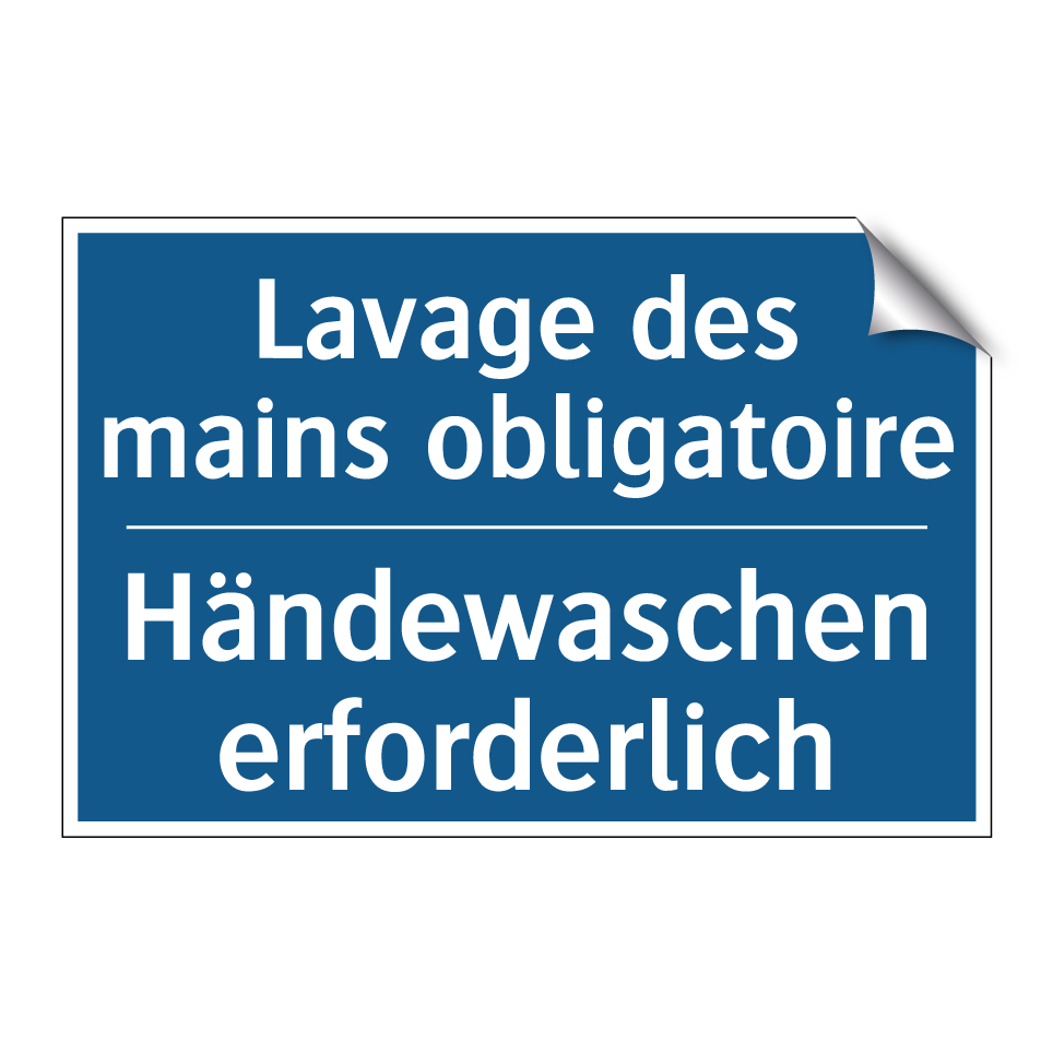Händewaschen erforderlich - Lavage des mains obligatoire