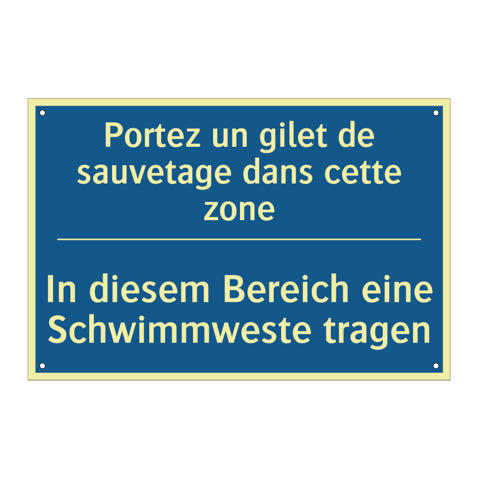In diesem Bereich eine Schwimmweste  /.../ - Portez un gilet de sauvetage dans  /.../