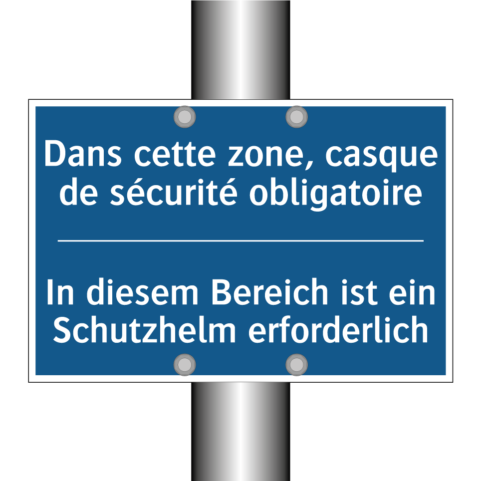 In diesem Bereich ist ein Schutzhelm  /.../ - Dans cette zone, casque de sécurité  /.../