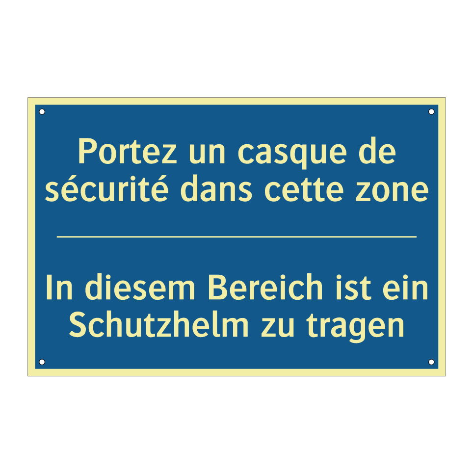 In diesem Bereich ist ein Schutzhelm  /.../ - Portez un casque de sécurité dans  /.../