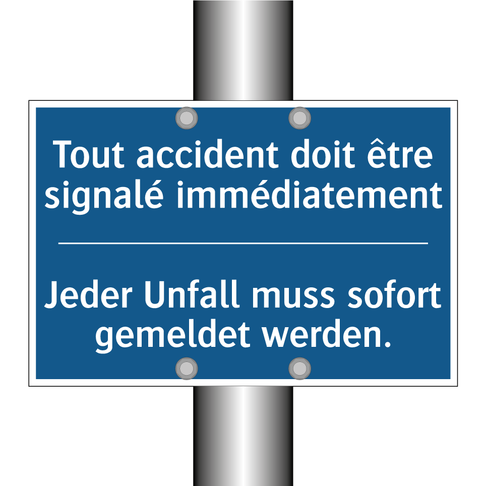 Jeder Unfall muss sofort gemeldet  /.../ - Tout accident doit être signalé  /.../