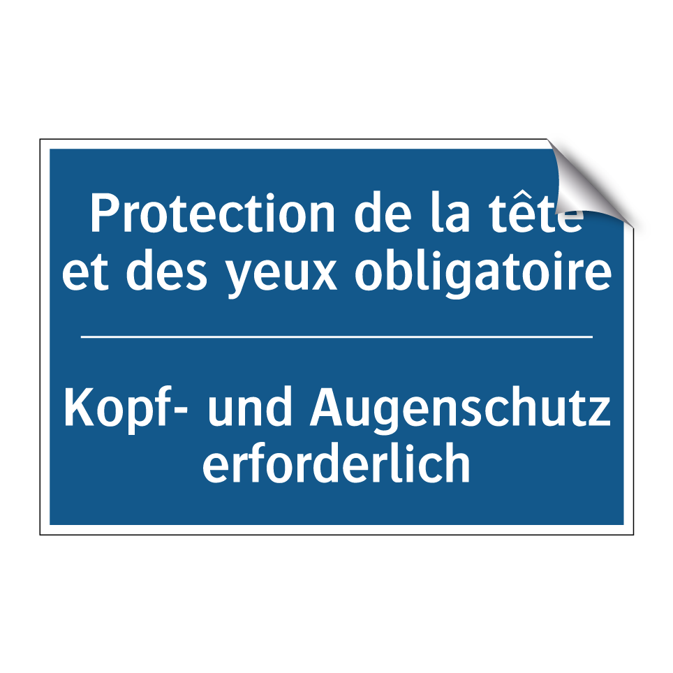 Kopf- und Augenschutz erforderlich /.../ - Protection de la tête et des yeux  /.../