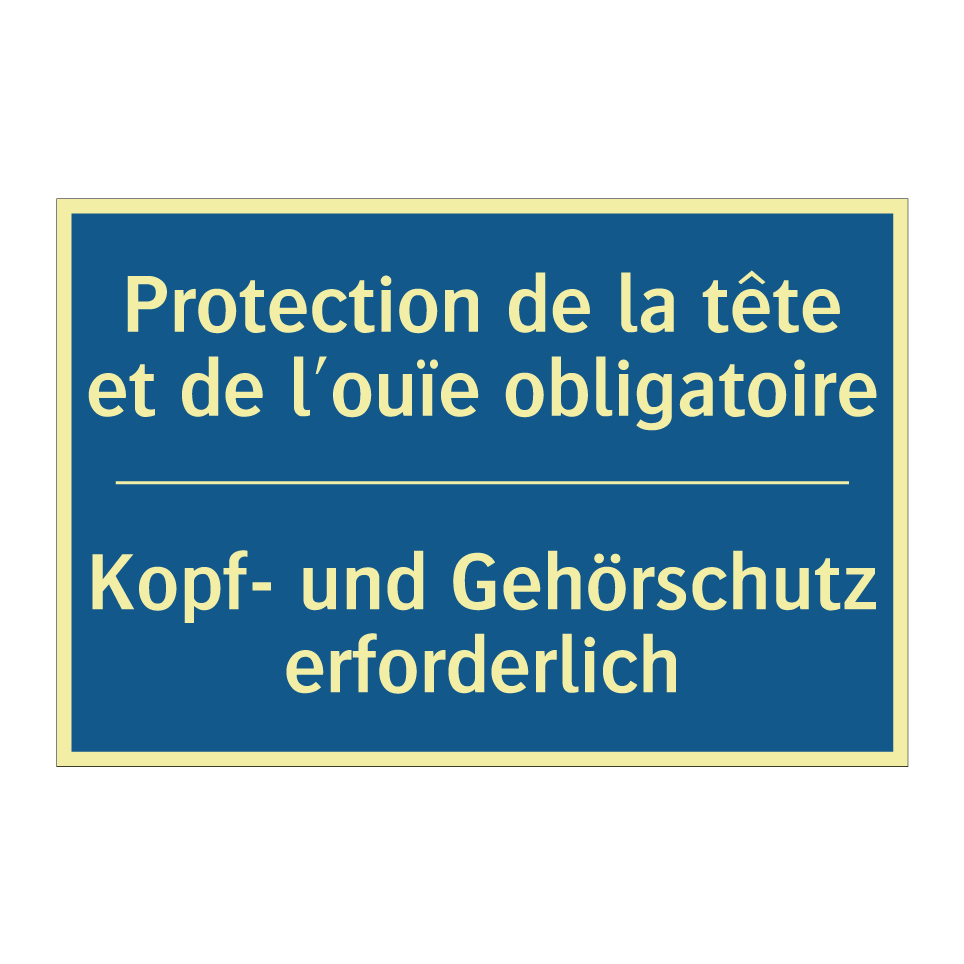 Kopf- und Gehörschutz erforderlich /.../ - Protection de la tête et de l'ouïe  /.../