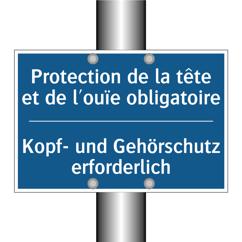 Kopf- und Gehörschutz erforderlich /.../ - Protection de la tête et de l'ouïe  /.../