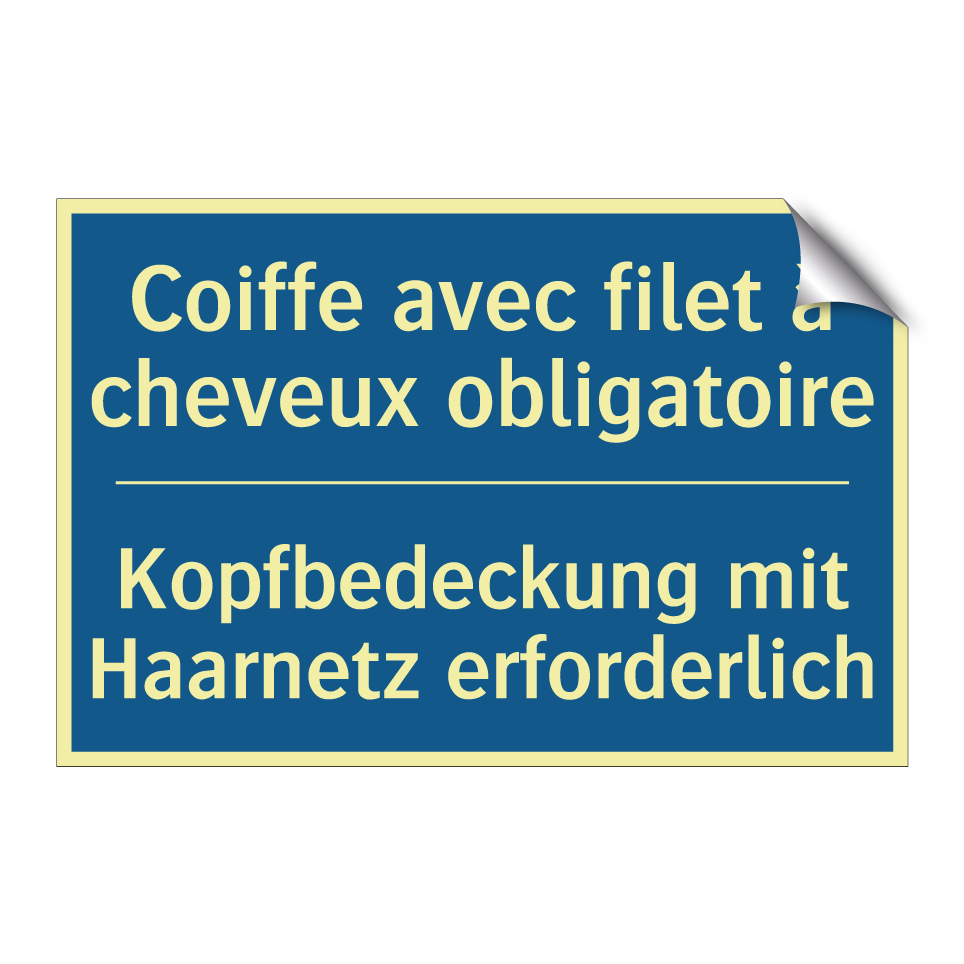 Kopfbedeckung mit Haarnetz erforderlich /.../ - Coiffe avec filet à cheveux obligatoire /.../