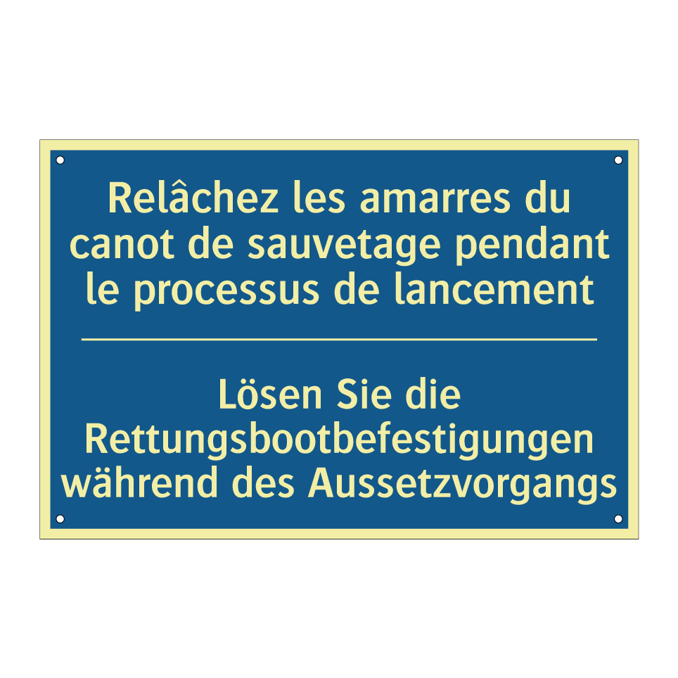 Lösen Sie die Rettungsbootbefestigungen  /.../ - Relâchez les amarres du canot  /.../