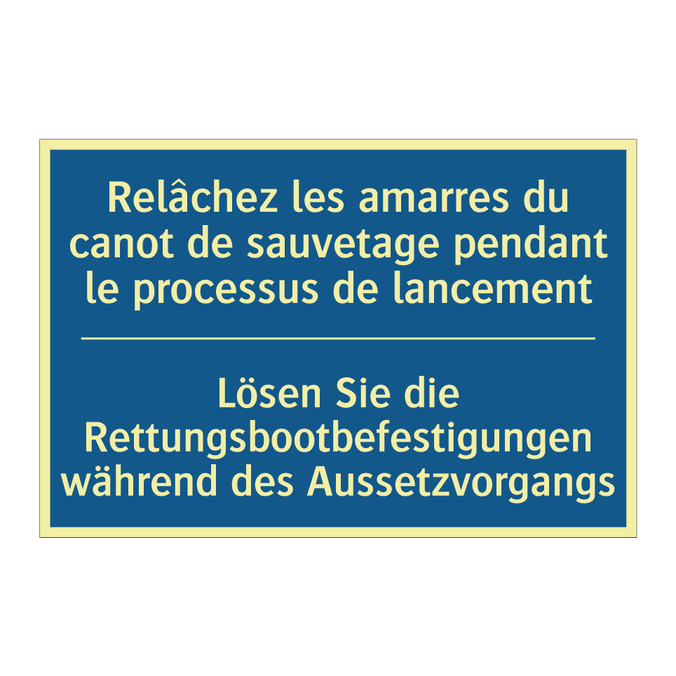 Lösen Sie die Rettungsbootbefestigungen  /.../ - Relâchez les amarres du canot  /.../