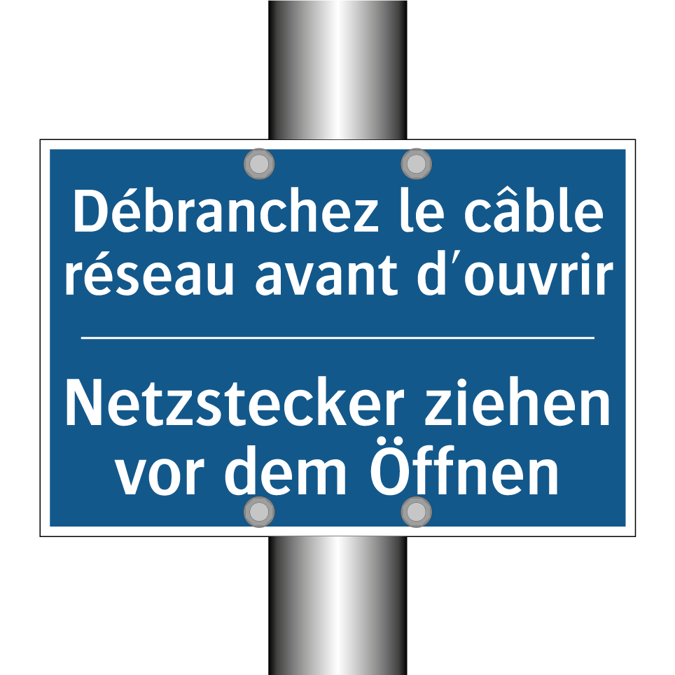 Netzstecker ziehen vor dem Öffnen /.../ - Débranchez le câble réseau avant  /.../