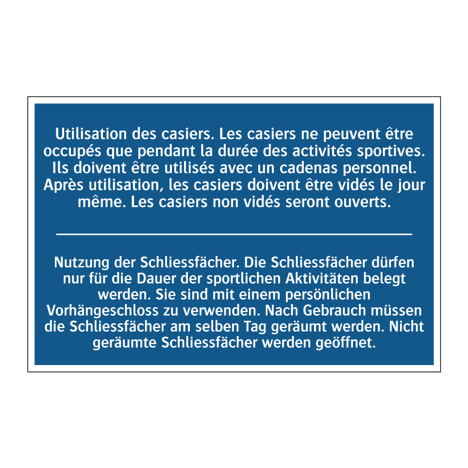 Nutzung der Schliessfächer. Die  /.../ - Utilisation des casiers. Les casiers  /.../